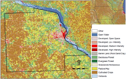 Color-coded land use map with a legend indicating various land types.