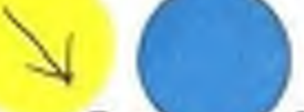 Illustration showing a yellow circle with an arrow pointing towards a blue circle.