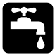Icon of a faucet with a dripping water drop.