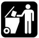 Icon depicting a person throwing trash into a bin.