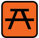 Icon indicating a picnic area with a stylized picnic table on an orange background.