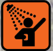 Icon indicating a shower with a person using it.