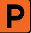Orange icon with a white outline of the letter 'P', indicating parking.