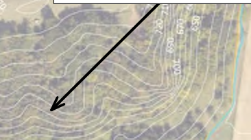 This topographic map features contour lines indicating changes in elevation across the terrain. The marked elevation points, such as 650, 700, and 750, help discern the landscape's gradient and altitude changes. The spatial relationships between the contours illustrate the topography effectively, aiding in understanding the landform features and elevation changes.