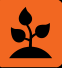 Icon of a small plant emerging from a mound of soil against an orange background.