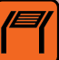 Icon of a bus stop, depicted as a simple outline with lines indicating a roof.